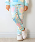 AQUA FLOWER FLEECE GIRLS JOGGER - AQUA