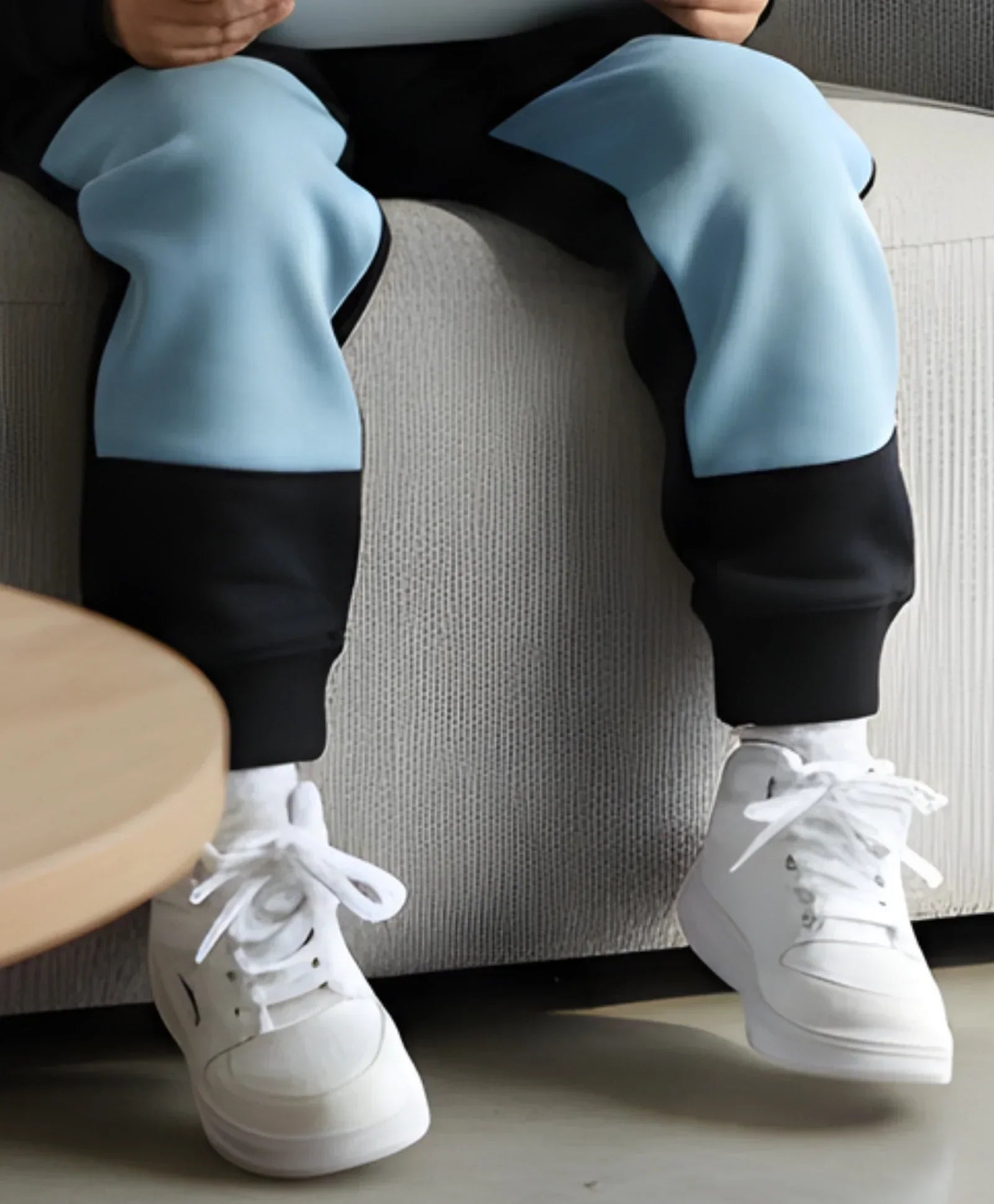 BLACK BLUE INTERLOCK BOYS FLEECE JOGGER - BLACK
