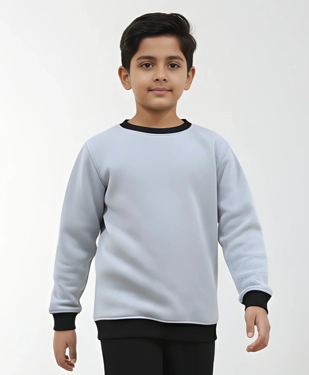 BLACK MELANGE BOYS FLEECE SWEATSHIRT - GREY