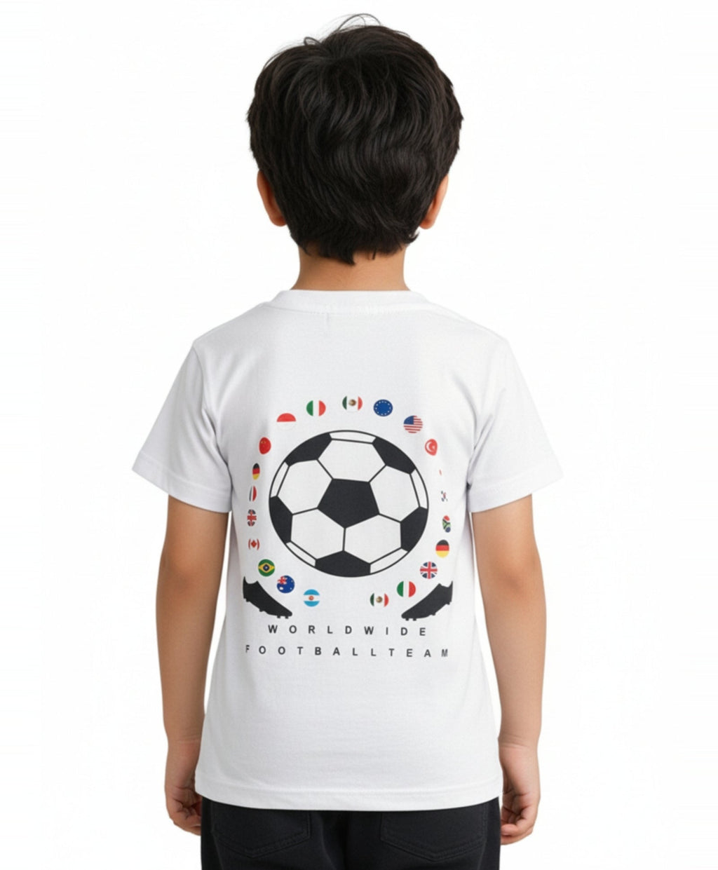 FOOTBALL TEAM SHORT SLEEVE BOYS T-SHIRT - WHITE