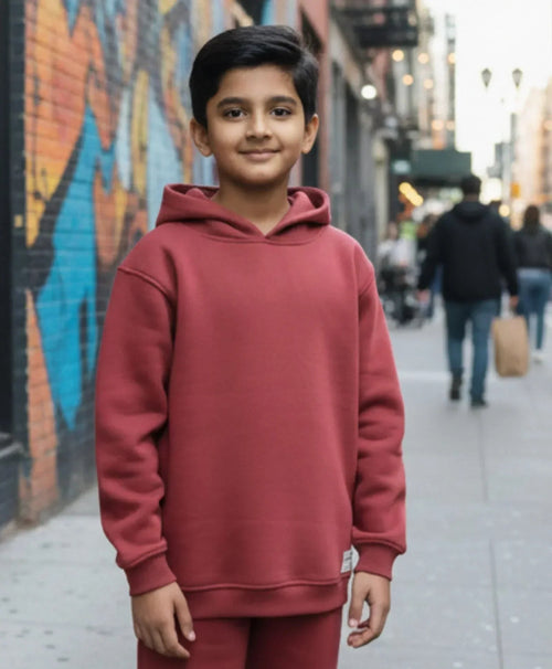 BEYOND BASIC BOYS FLEECE HOODIE - WINE