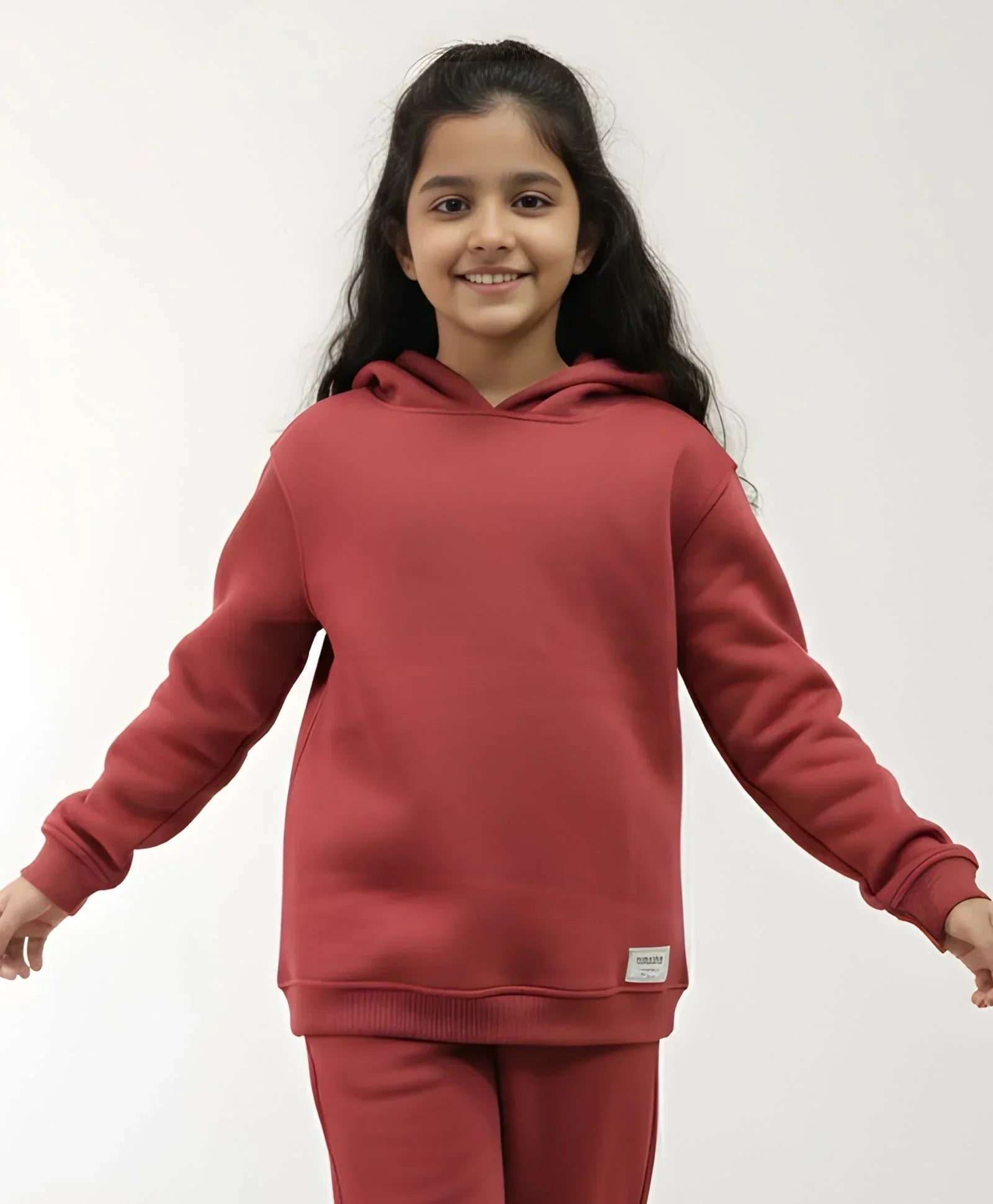 BEYOND BASIC GIRLS FLEECE HOODIE - WINE