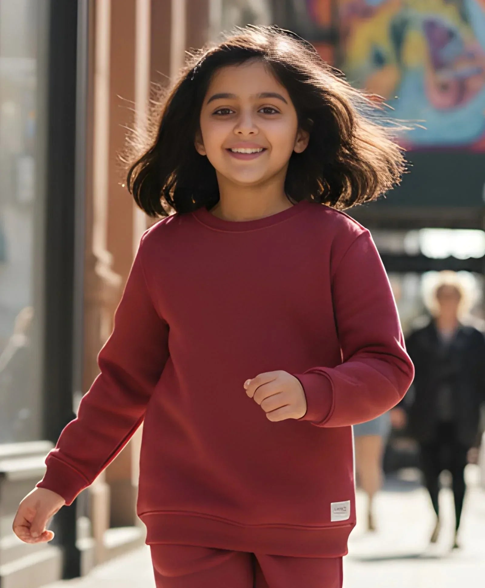 BEYOND BASIC GIRLS FLEECE SWEATSHIRT - WINE