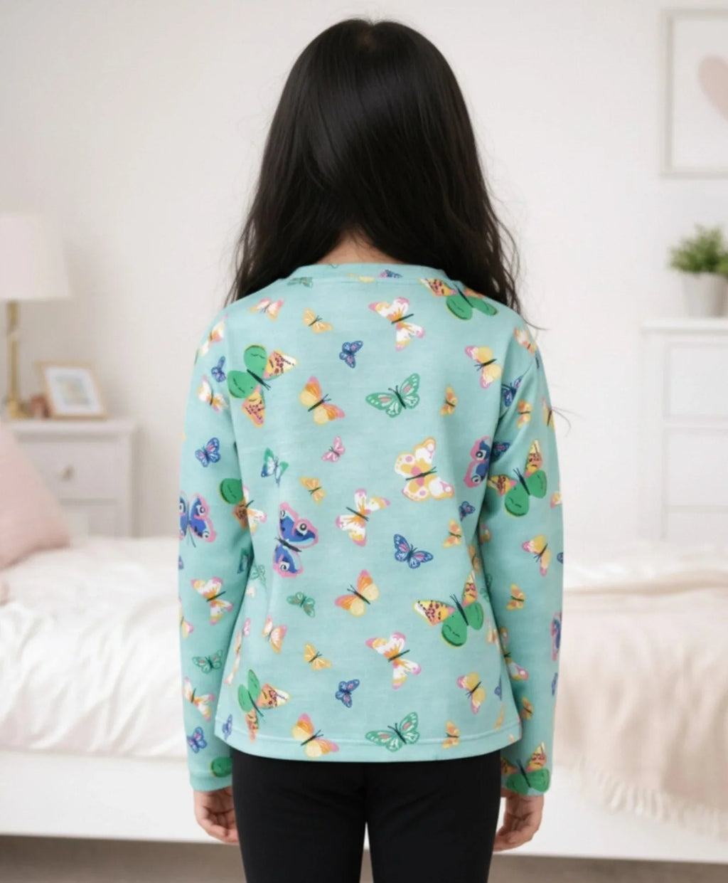 BUTTERFLY GREEN LONG SLEEVES T-SHIRT - GREEN