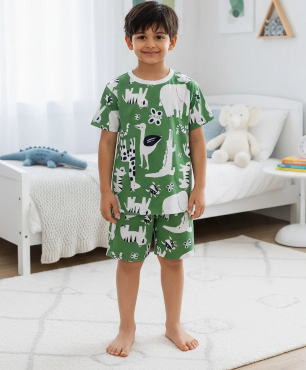 ANIMAL GREEN SLEEPWEAR SHORT SET - GREEN