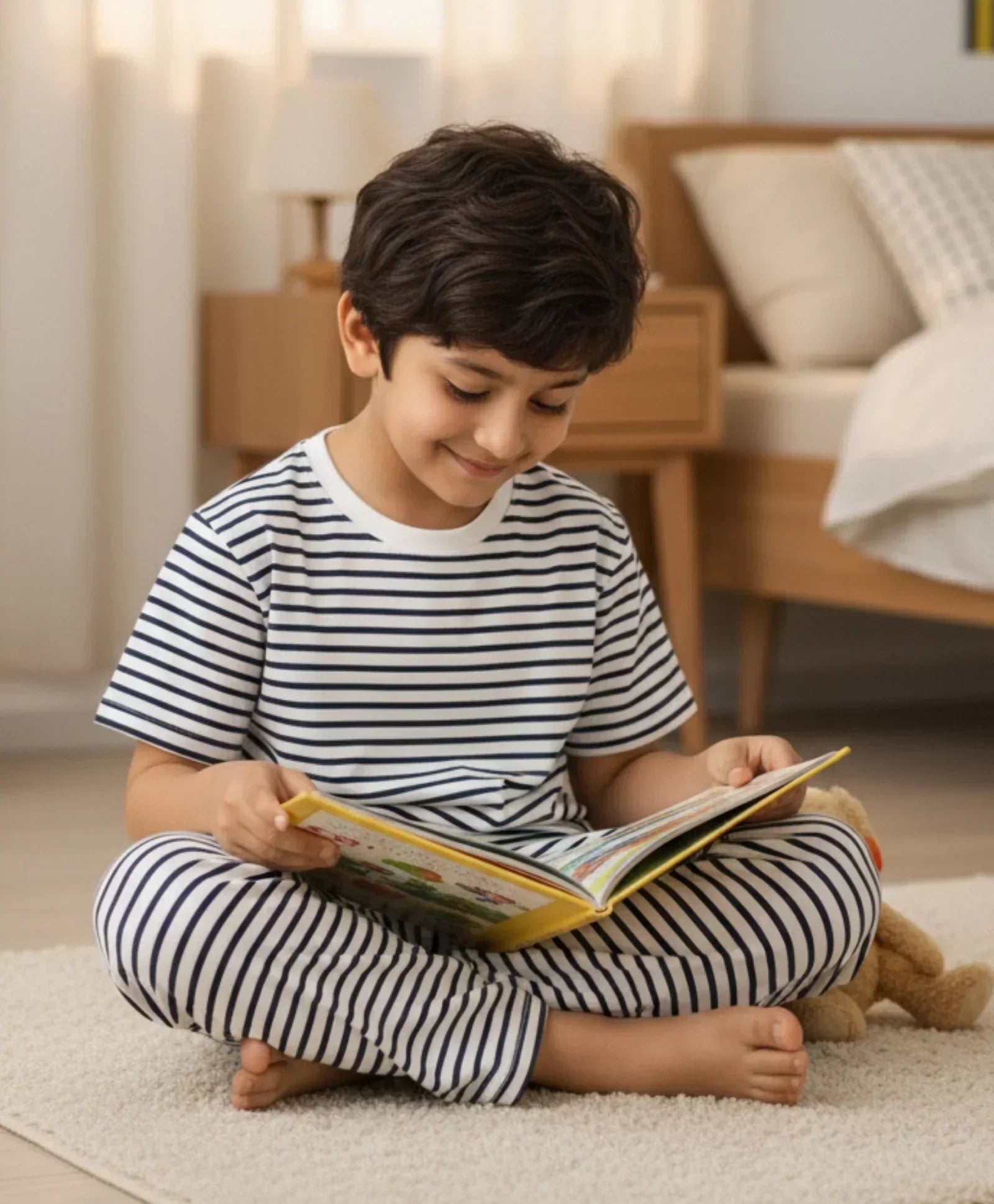 BLACK WHITE STRIPE SHORT SLEEVE PYJAMA SET - BLACK/WHITE