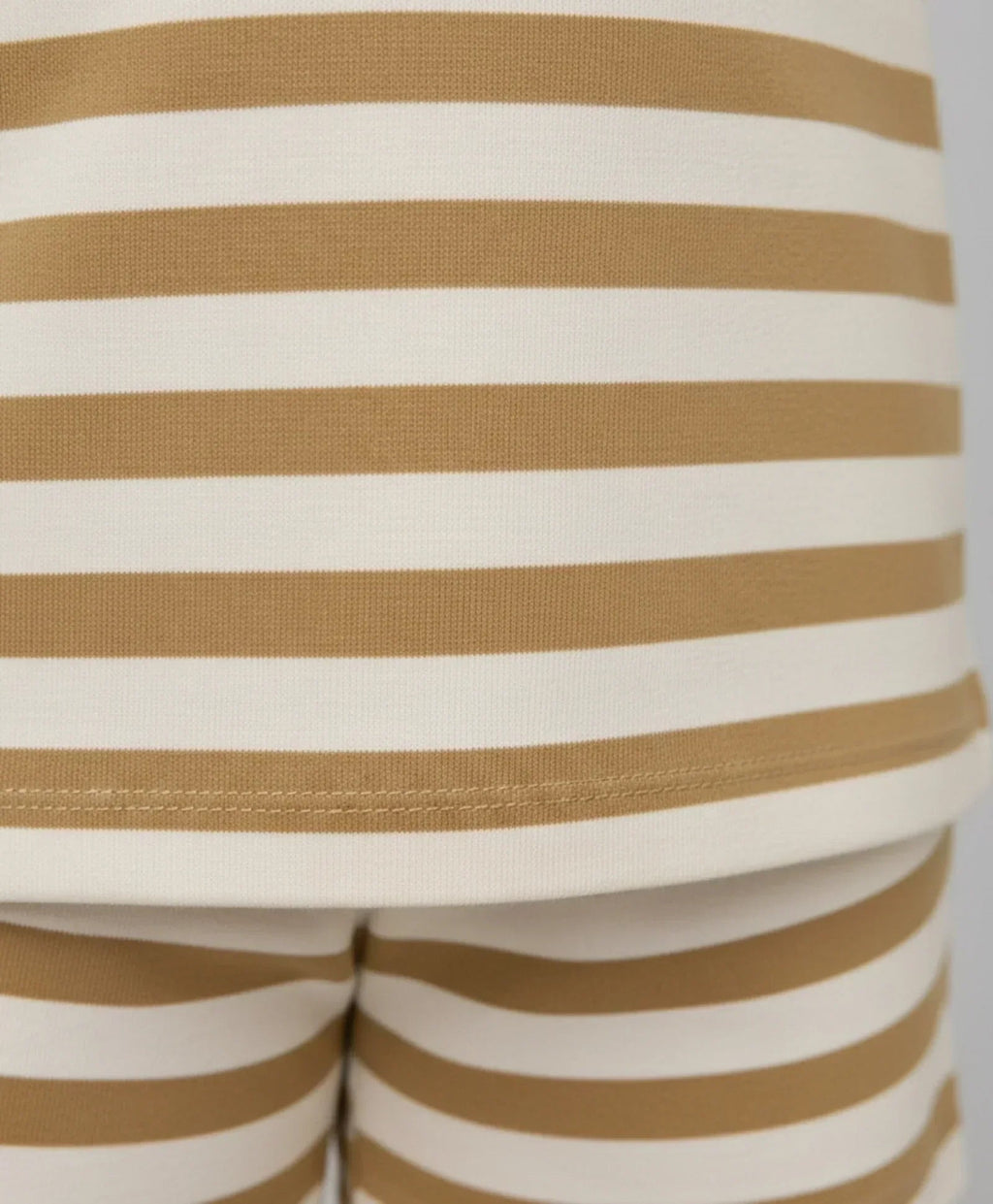BEIGE WHITE STRIPE SLEEPWEAR SHORT SET - BEIGE/WHITE