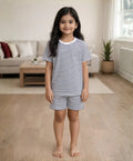 BLACK WHITE STRIPE GIRLS SLEEPWEAR SHORT SET - BLACK/WHITE