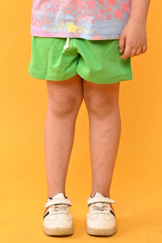 GREEN SIDE TAPE GIRLS SUMMER SHORTS - GREEN
