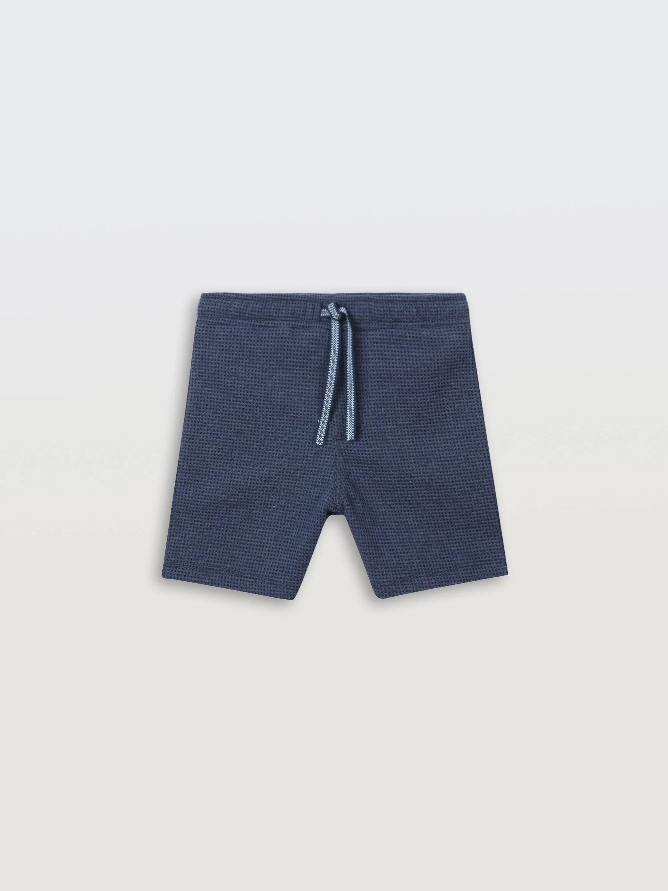 BLUE CHECK TEXTURED BOYS SHORTS - BLUE