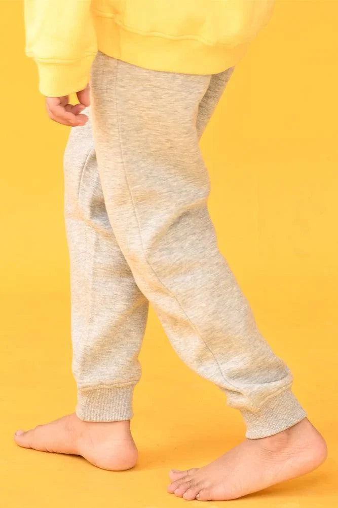GREY MELANGE FLEECE WARM BOYS JOGGER - GREY