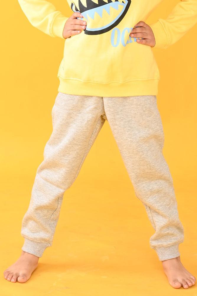 GREY MELANGE FLEECE WARM BOYS JOGGER - GREY
