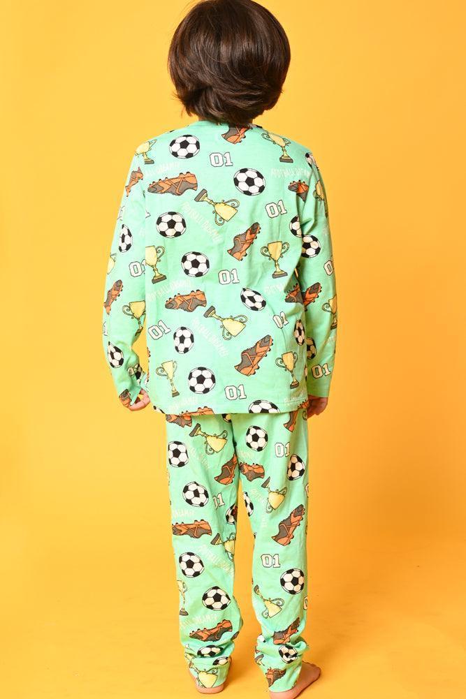 FOOTBALL LONG SLEEVES PYJAMA SET - GREEN