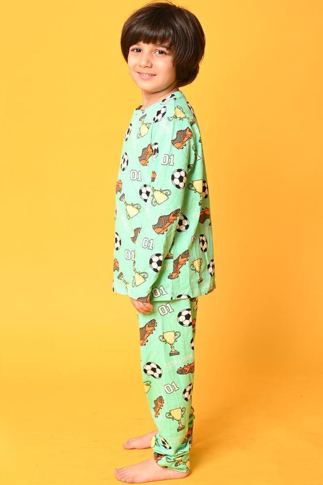 FOOTBALL LONG SLEEVES PYJAMA SET - GREEN