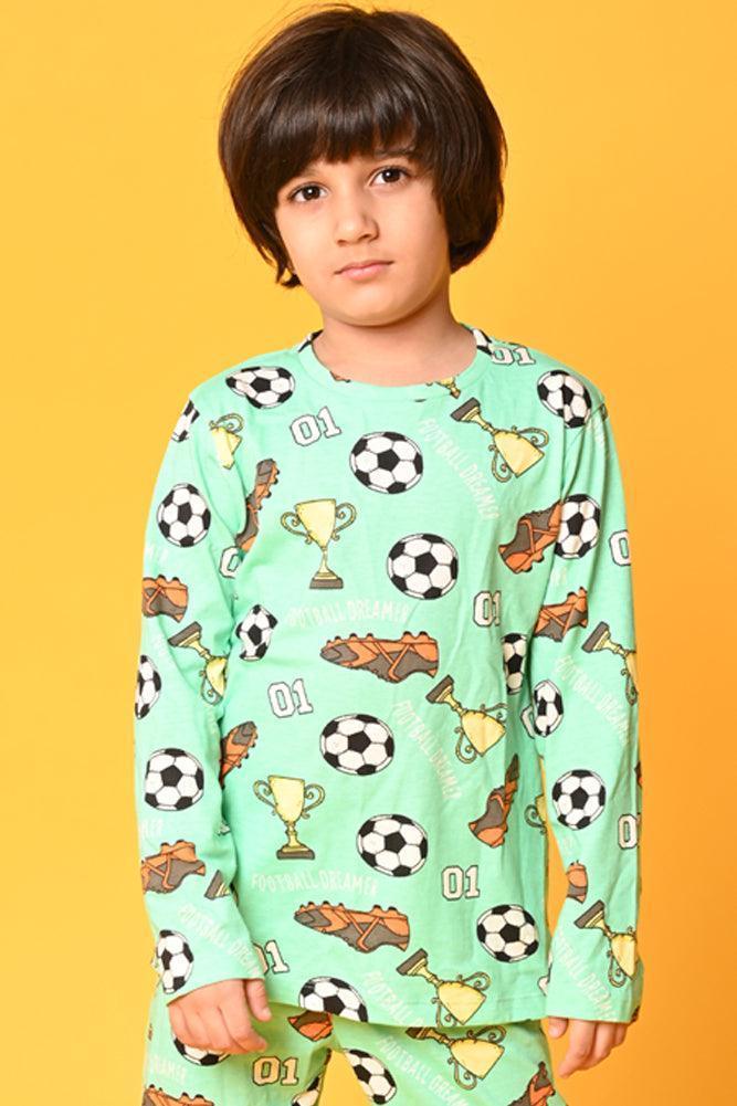 FOOTBALL LONG SLEEVES PYJAMA SET - GREEN