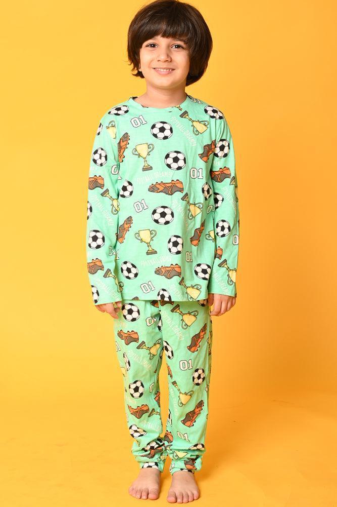 FOOTBALL LONG SLEEVES PYJAMA SET - GREEN