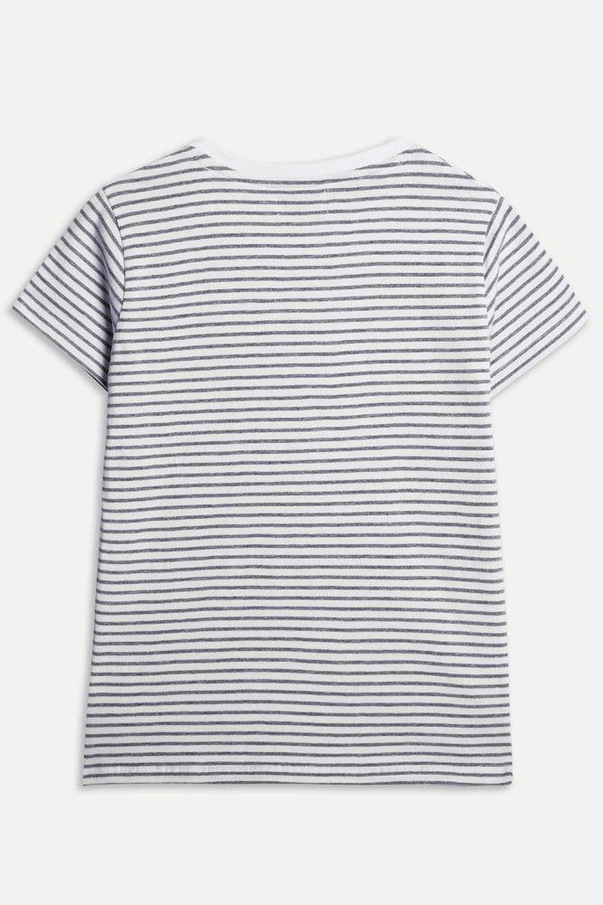 GREY STRIPE BOYS T-SHIRT - WHITE