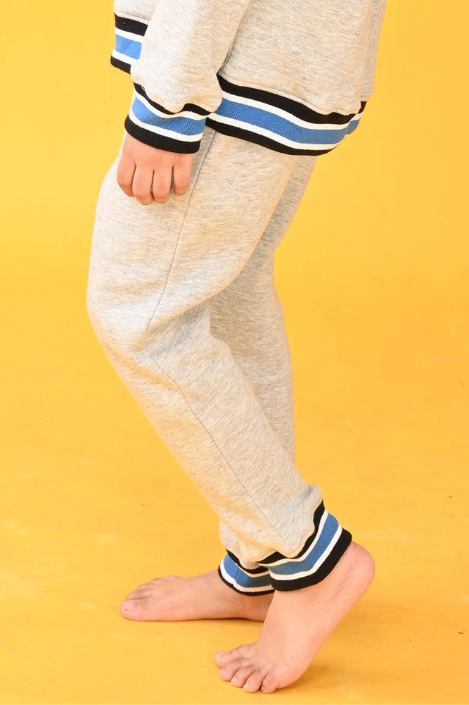 GREY BLUE CUFFED JOGGERS (FLEECE)