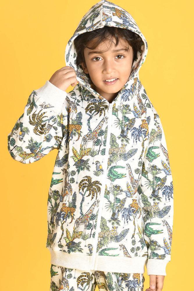 JUNGLE FLEECE HOODIE SWEATSHIRT - GREY
