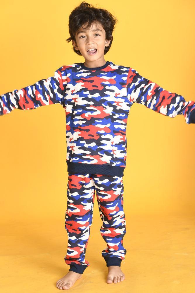 CAMOUFLAGE FLEECE BOYS JOGGER - WHITE