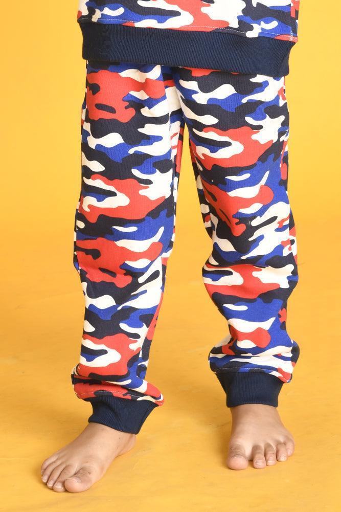CAMOUFLAGE FLEECE BOYS JOGGER - WHITE